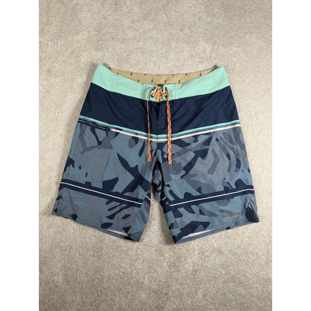 Patagonia Men's Stone Blue Stretch 9" Tarkamo Planing Boardshorts‎ 32. Swim Euc